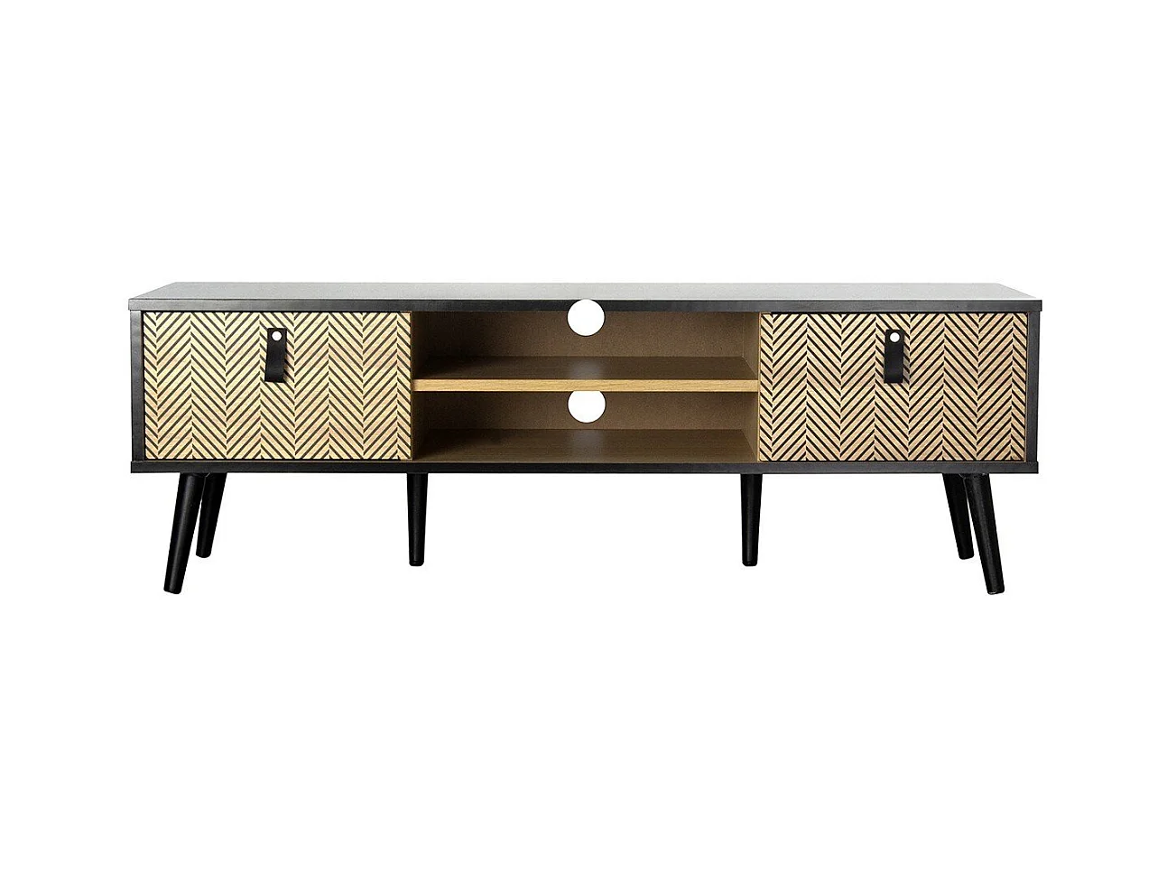 Meuble TV 2 portes motif chevron Chelsea
