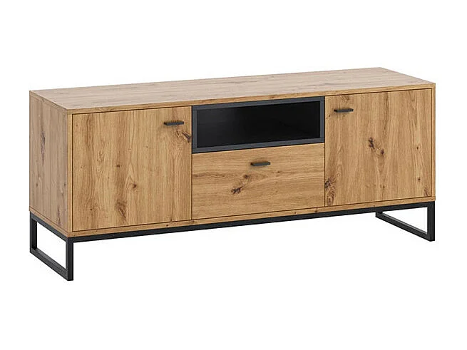 Mueble TV Providence J102, Roble Artisan|Negro, Número de puertas: 2.00, 135x55x40cm