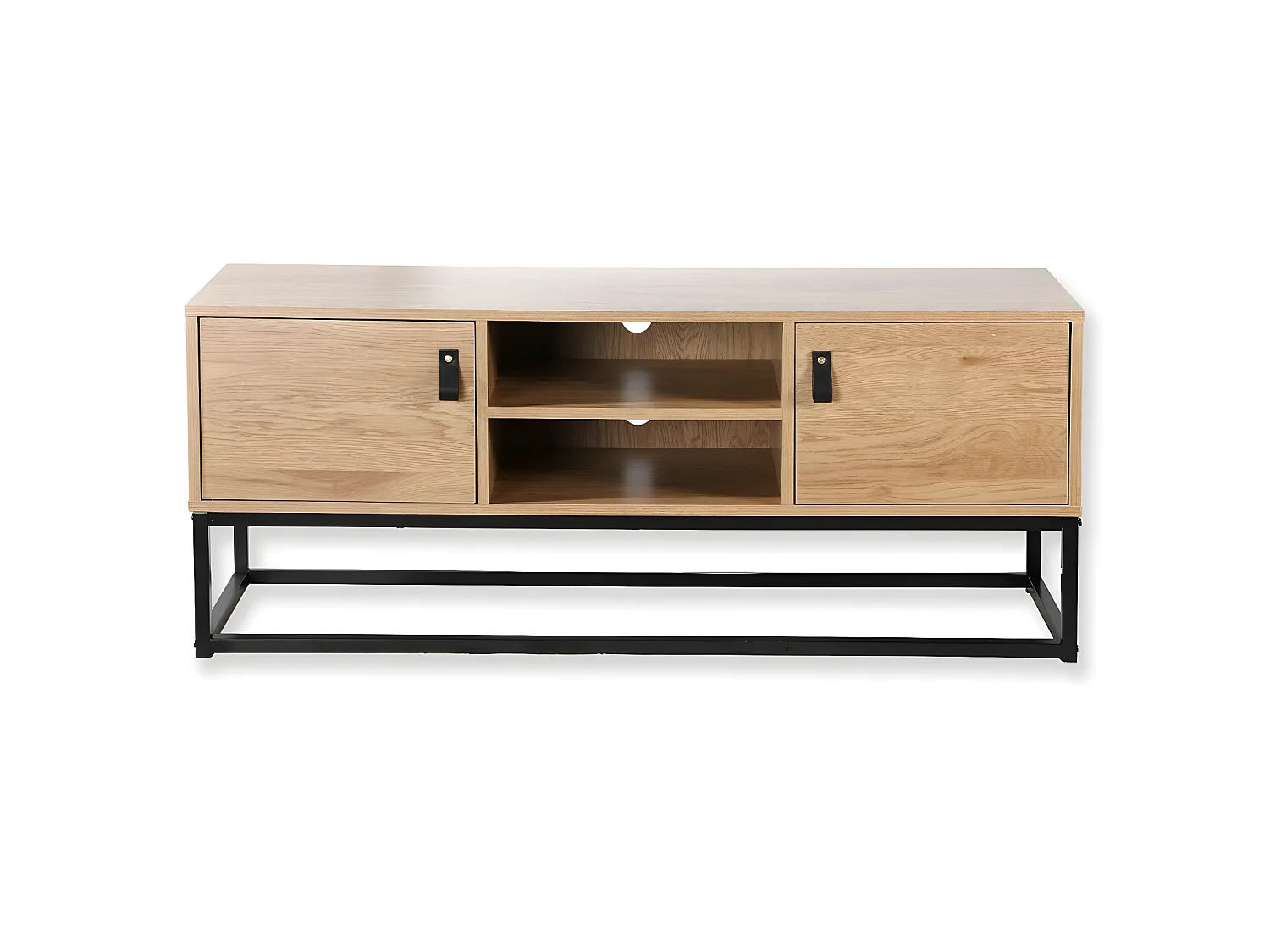 TV-meubel met 2 deuren en centrale nis, Eikenlook L120 cm - JILL