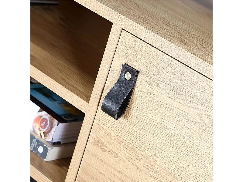 Meuble TV Décor Chêne 2 Portes 2 Niches L120 cm - JILL