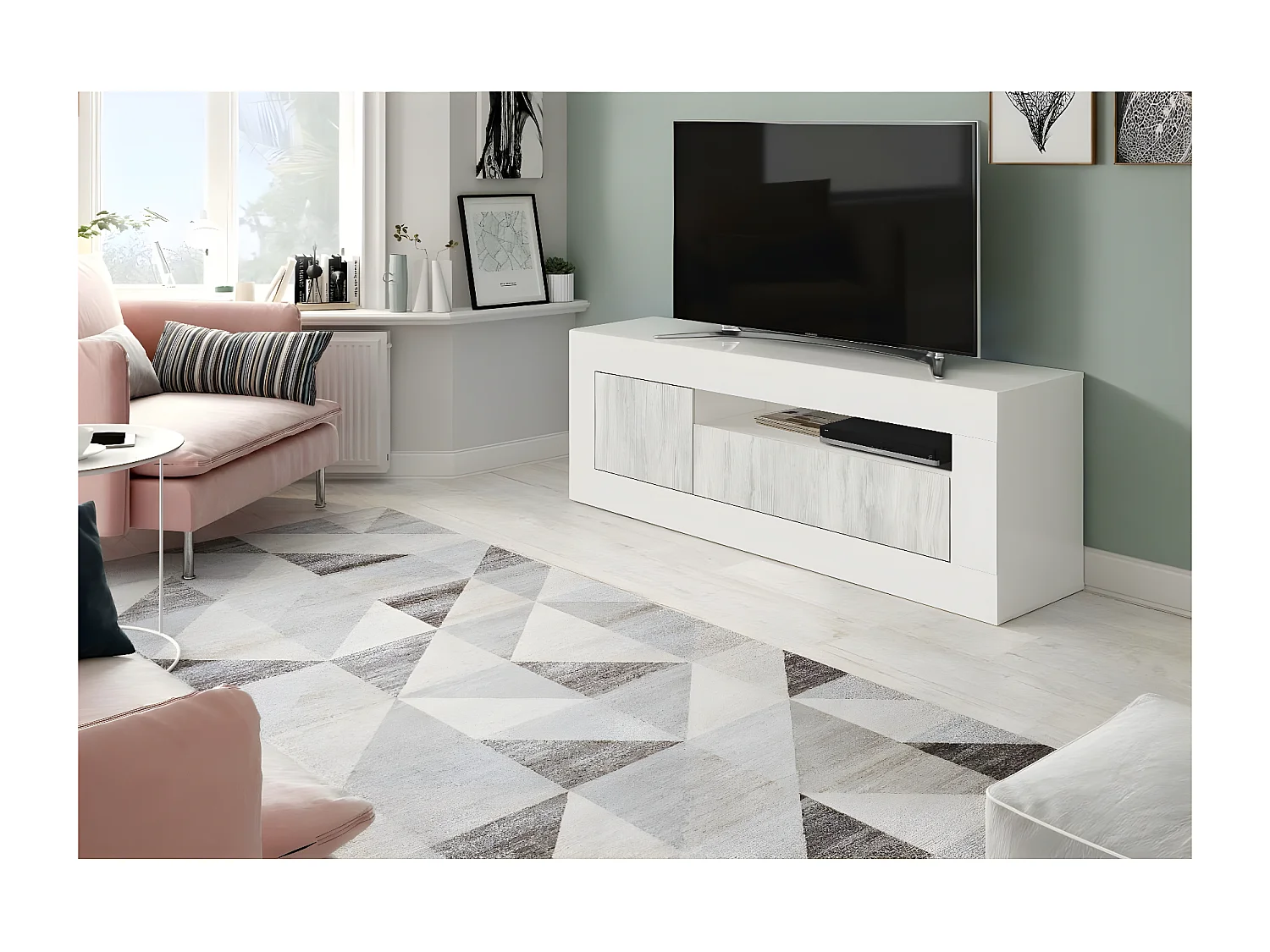 Meuble TV design 3 portes Baltik - L139 cm