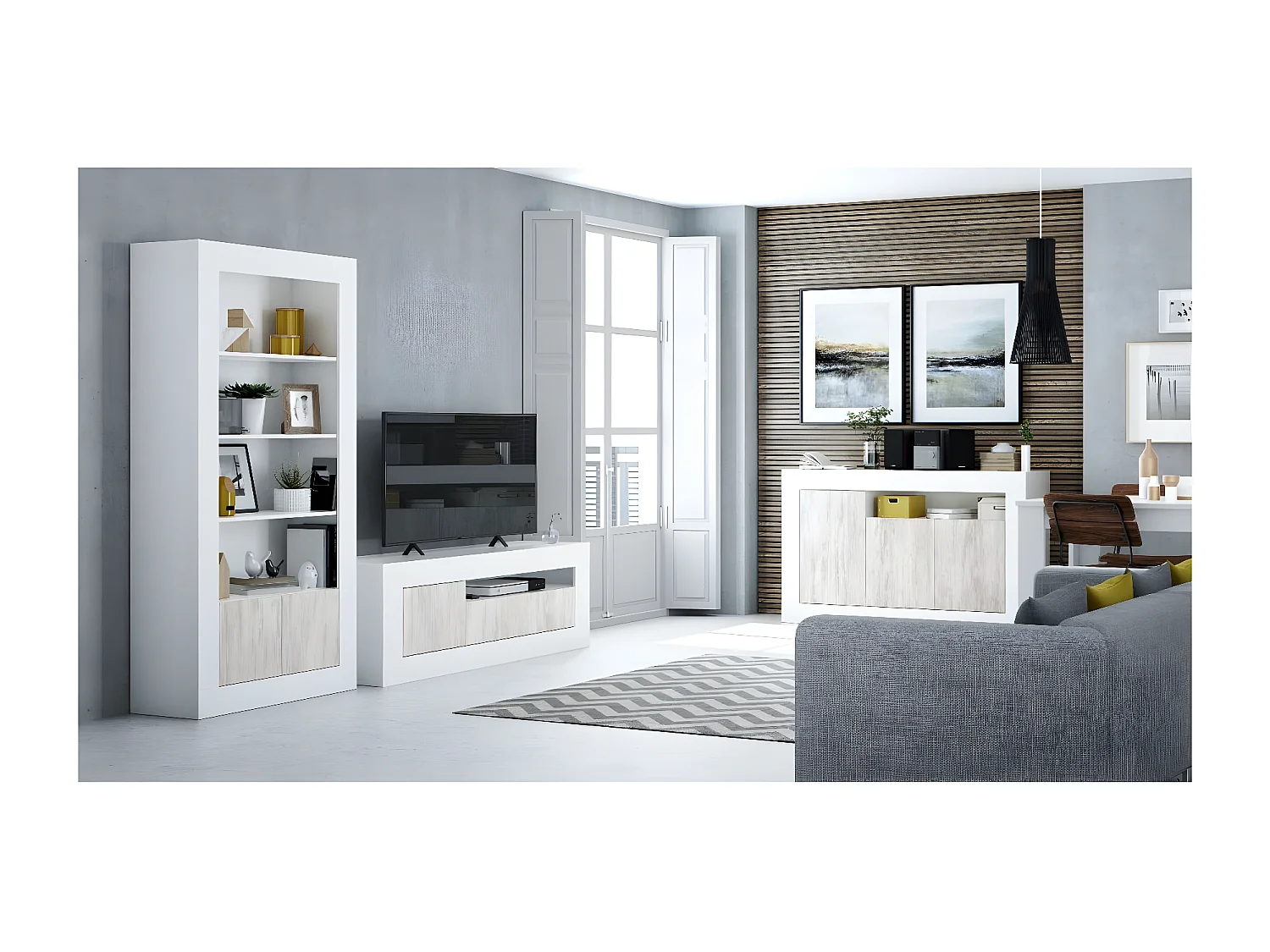 Meuble TV design 3 portes Baltik - L139 cm