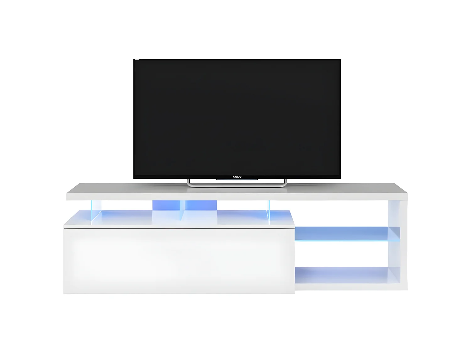 Meuble TV LED 1 porte et 4 niches L150 cm Loungitude