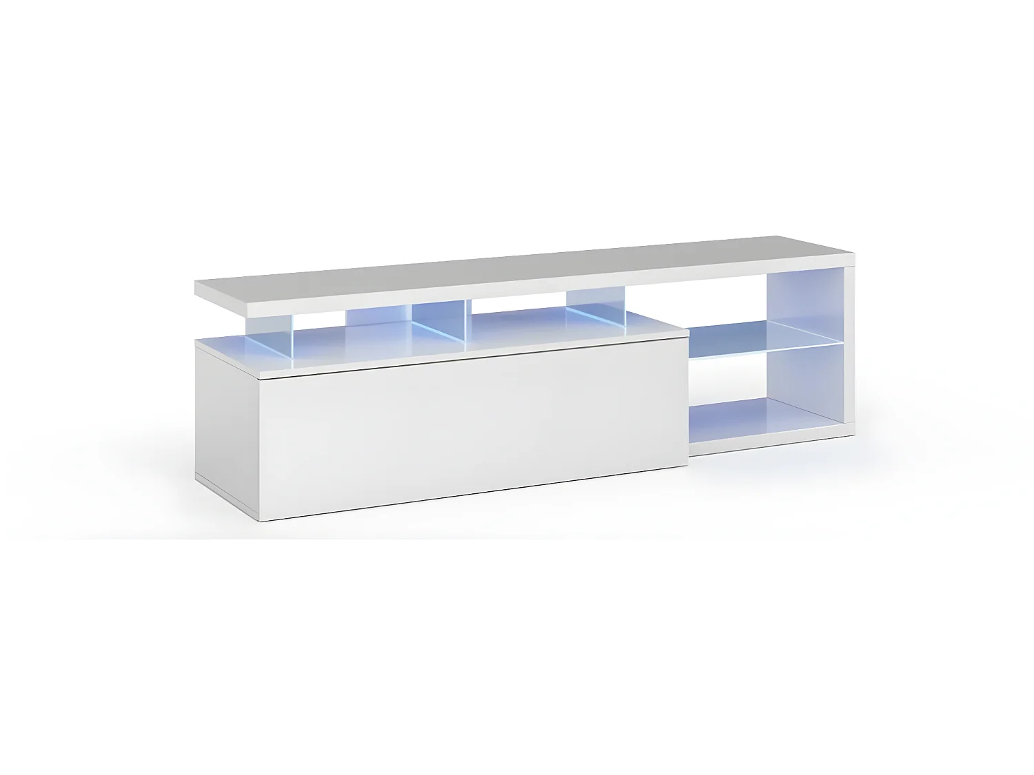 Meuble TV LED 1 porte et 4 niches L150 cm Loungitude