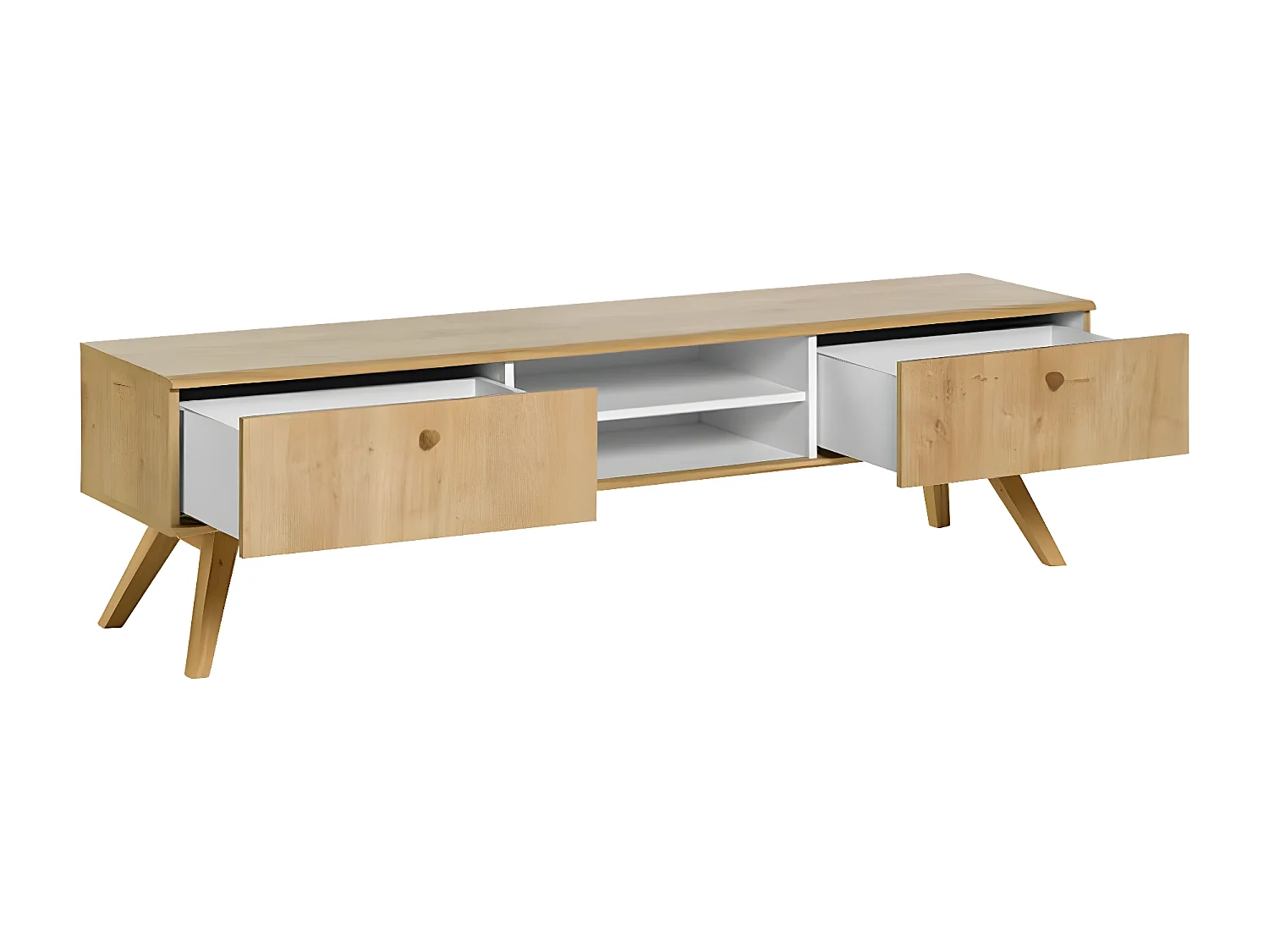 Mueble de TV 2 cajones con baldas centrales - Nature