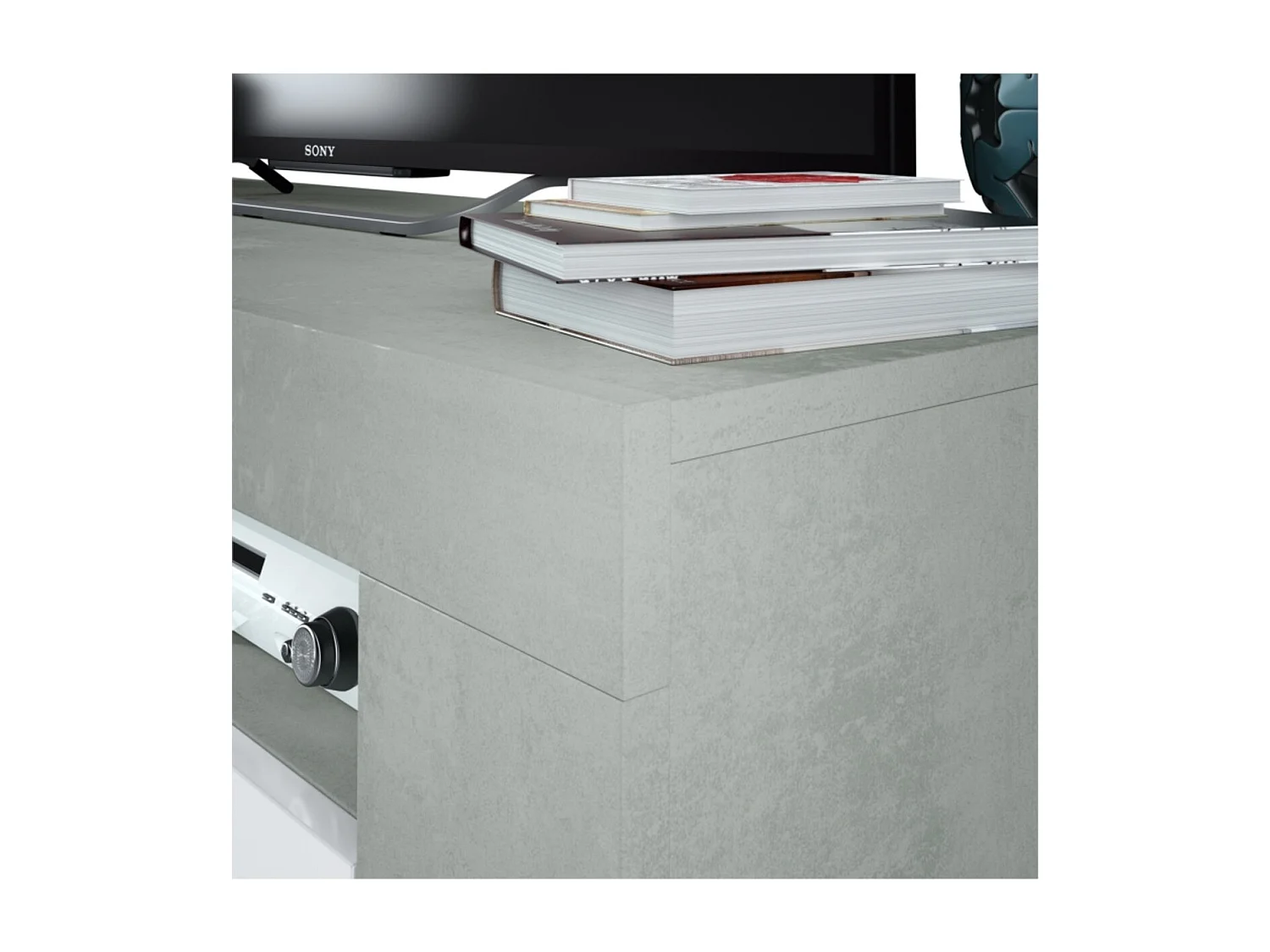 Mueble TV Ambit Blanco Artik (Blanco Mate) - Gris Cemento