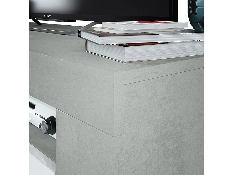 Mueble TV Ambit Blanco Artik (Blanco Mate) - Gris Cemento