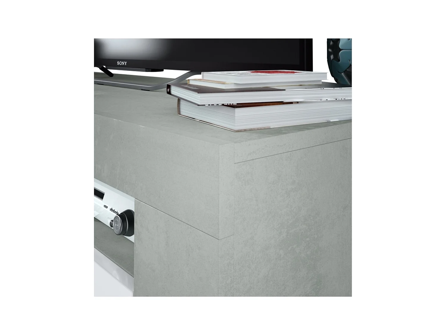 Meuble TV avec 2 portes et 2 niches de rangement L120 cm