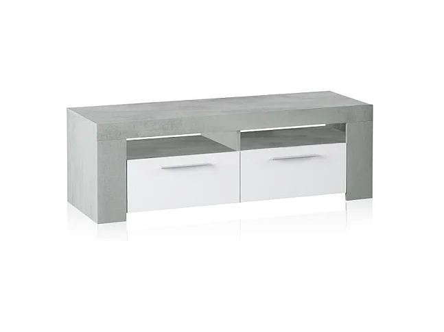 Meuble TV avec 2 portes et 2 niches de rangement L120 cm