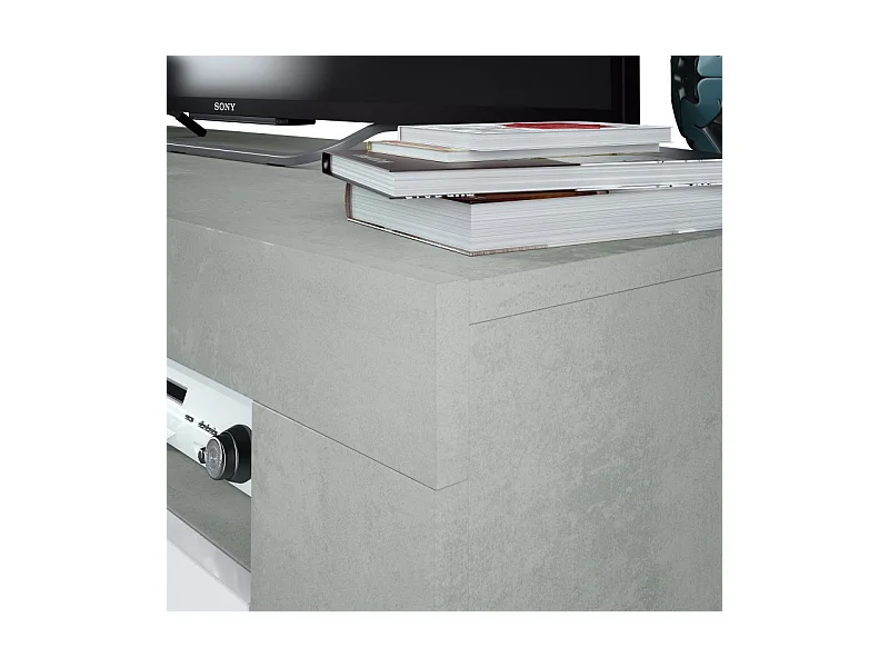 Meuble TV avec 2 portes et 2 niches de rangement L120 cm