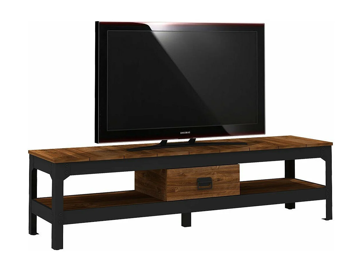 TV-meubel Oude eik met 2 nissen en 1 lade - L151 cm
