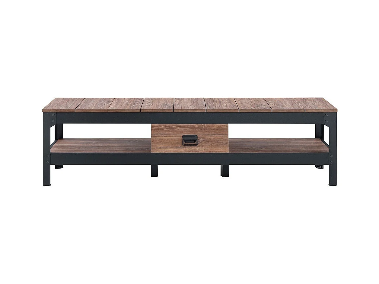 Meuble TV style industriel avec 2 niches et 1 tiroir - L150 cm
