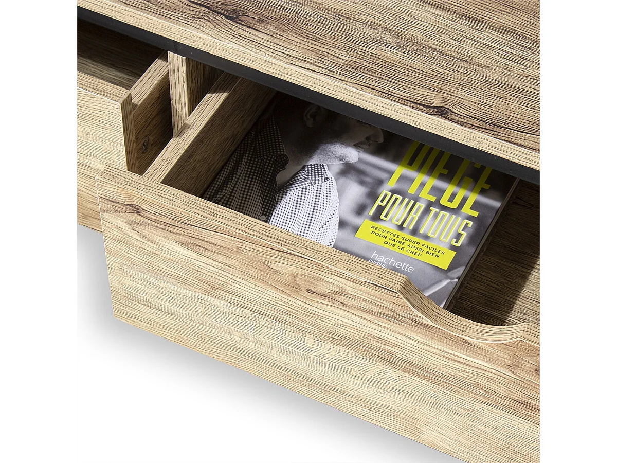 Meuble TV 2 tiroirs métal et bois - L120cm Loft