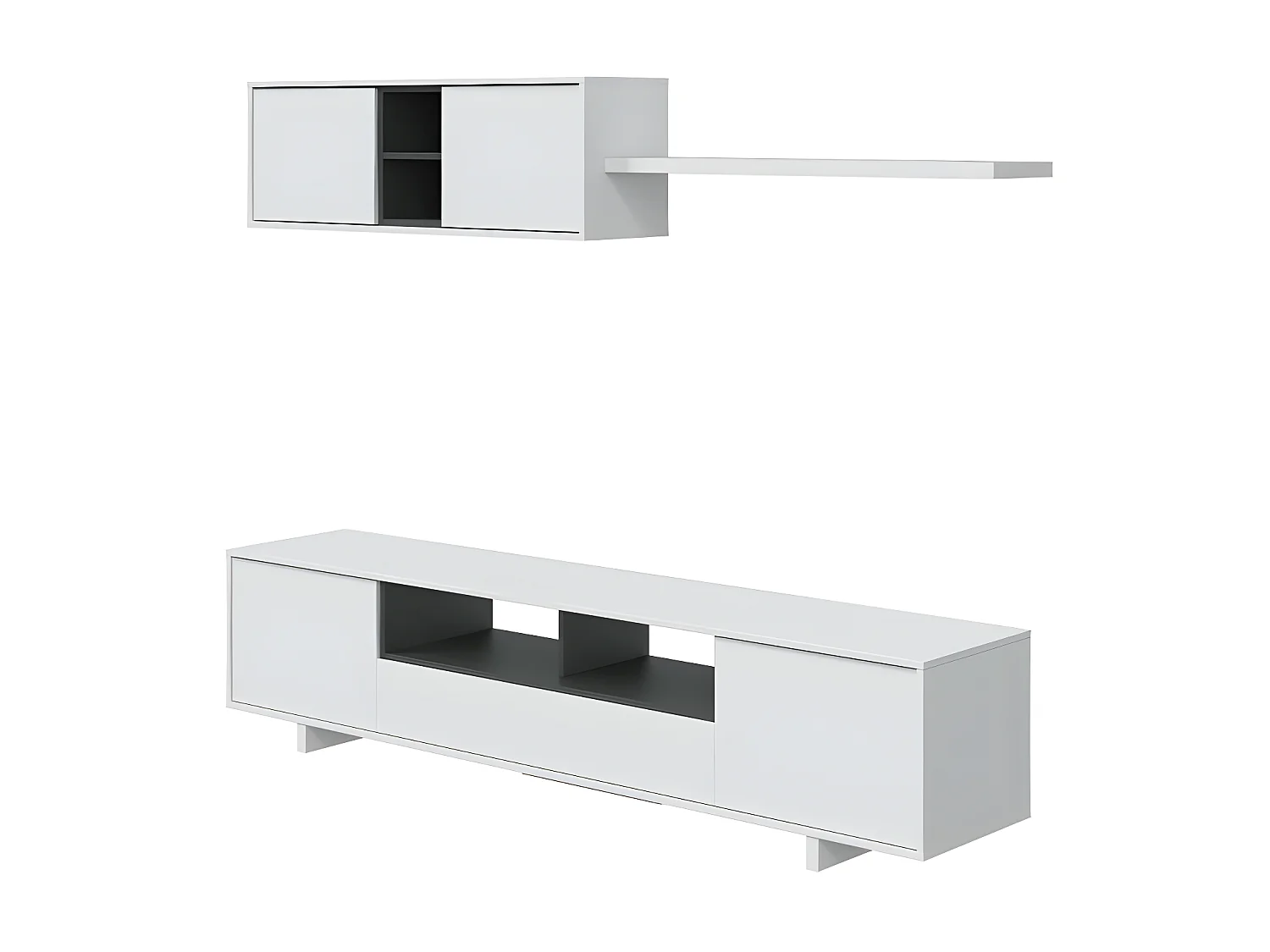 Mobiliário de sala de jantar Belus Blanco Brillo - Gris Antracita