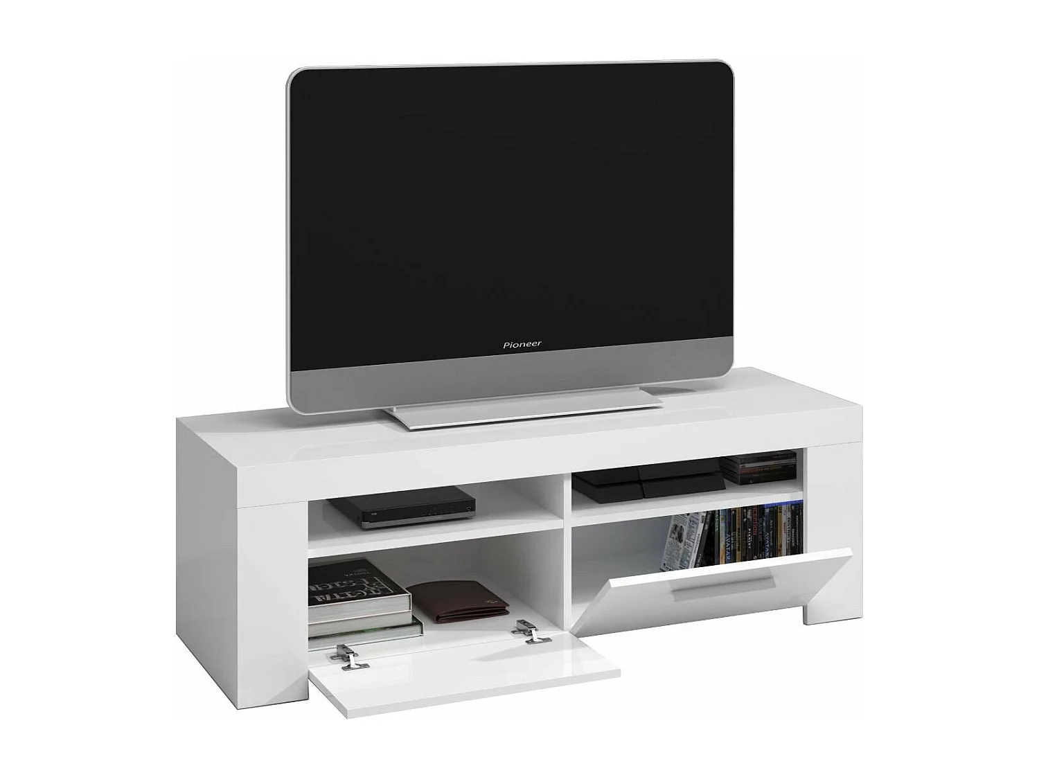 Mueble de TV con 2 puertas y 2 compartimentos de almacenamiento Ambit - L120 cm