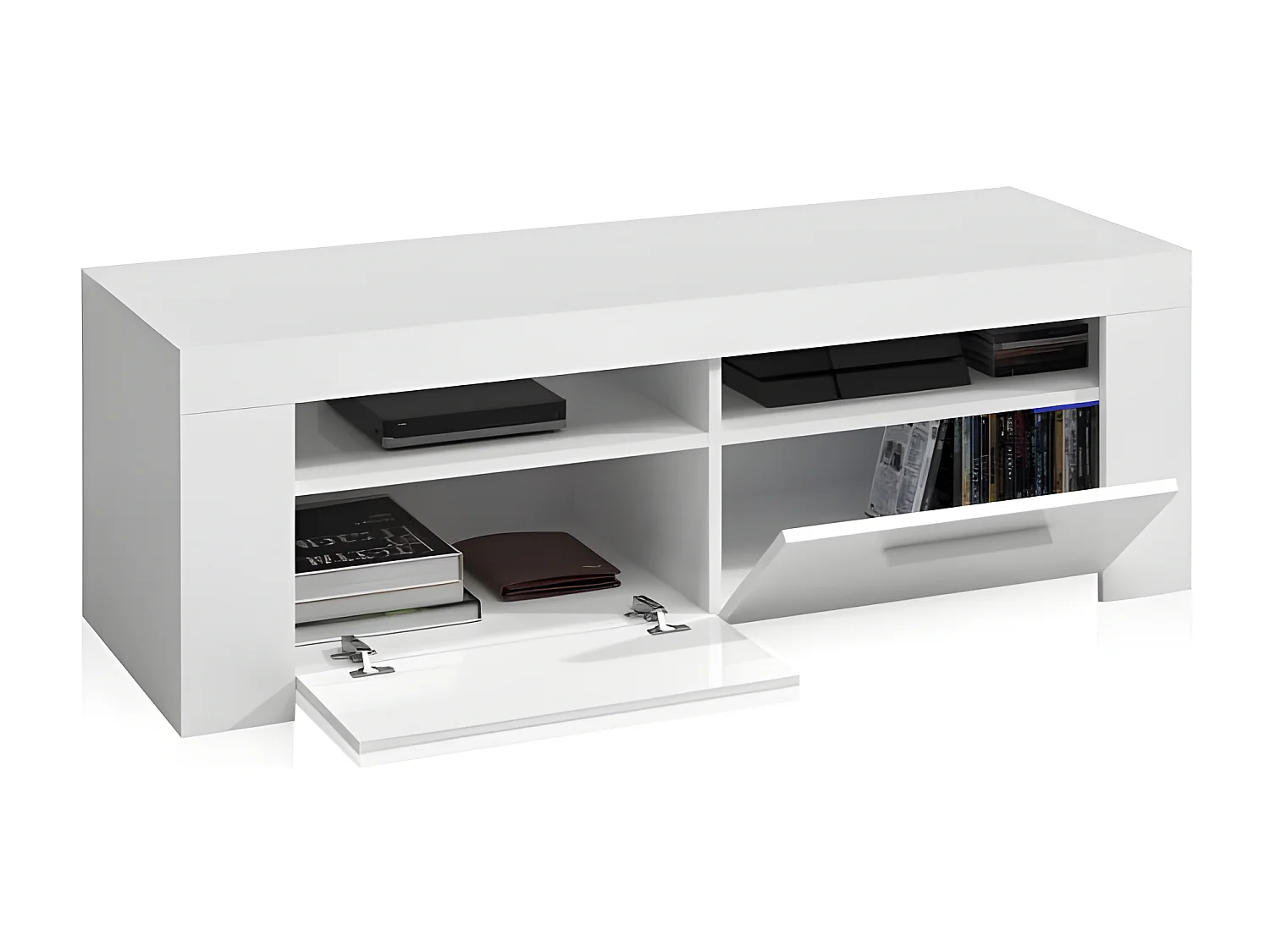 Mueble de TV con 2 puertas y 2 compartimentos de almacenamiento Ambit - L120 cm
