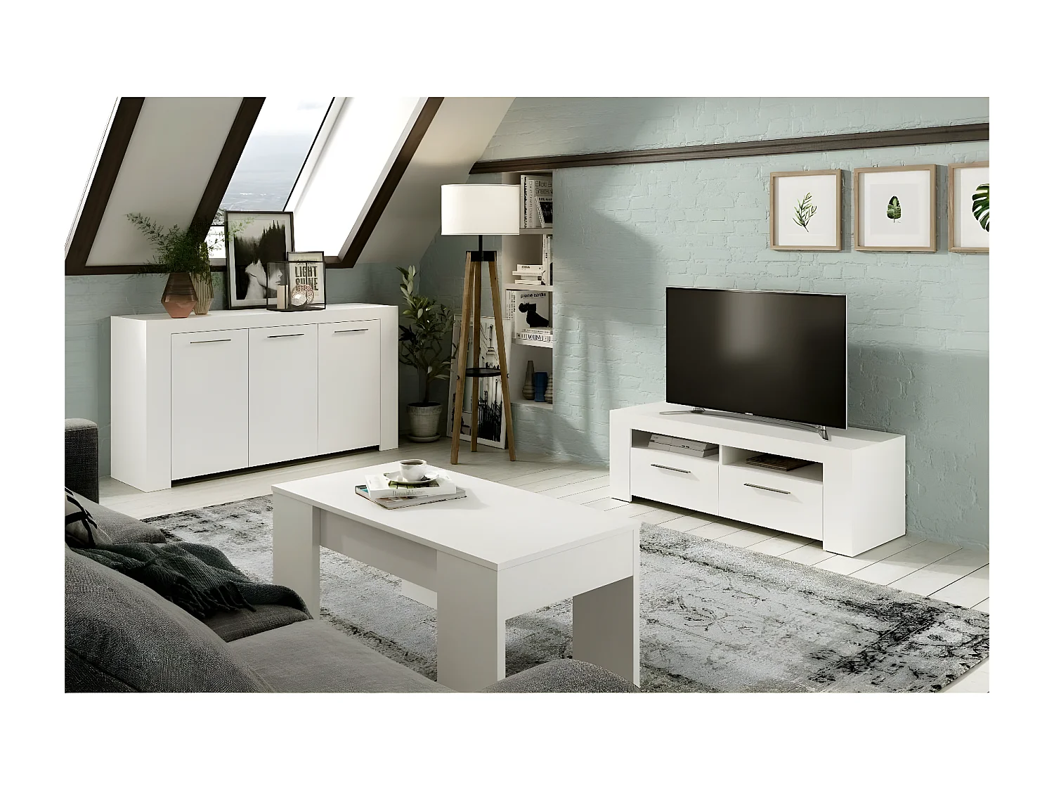 TV-meubel met 2 deuren en 2 opbergvakken Ambit - L120 cm