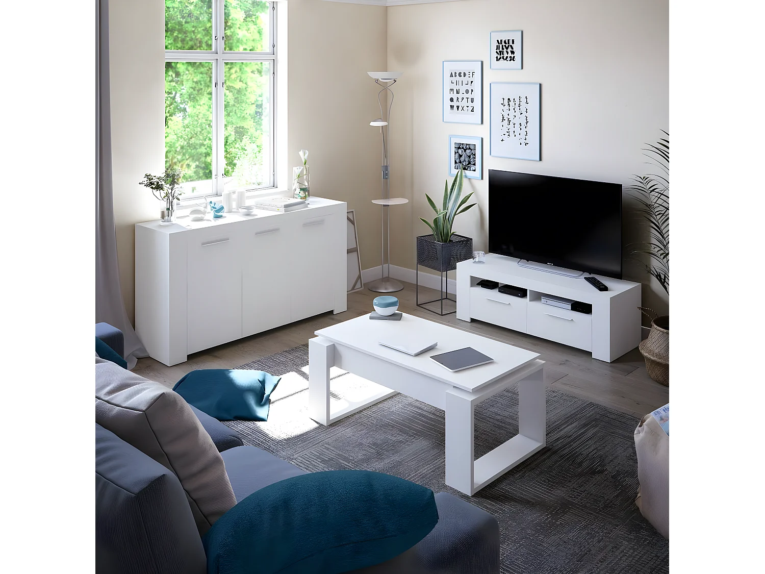 TV-meubel met 2 deuren en 2 opbergvakken Ambit - L120 cm