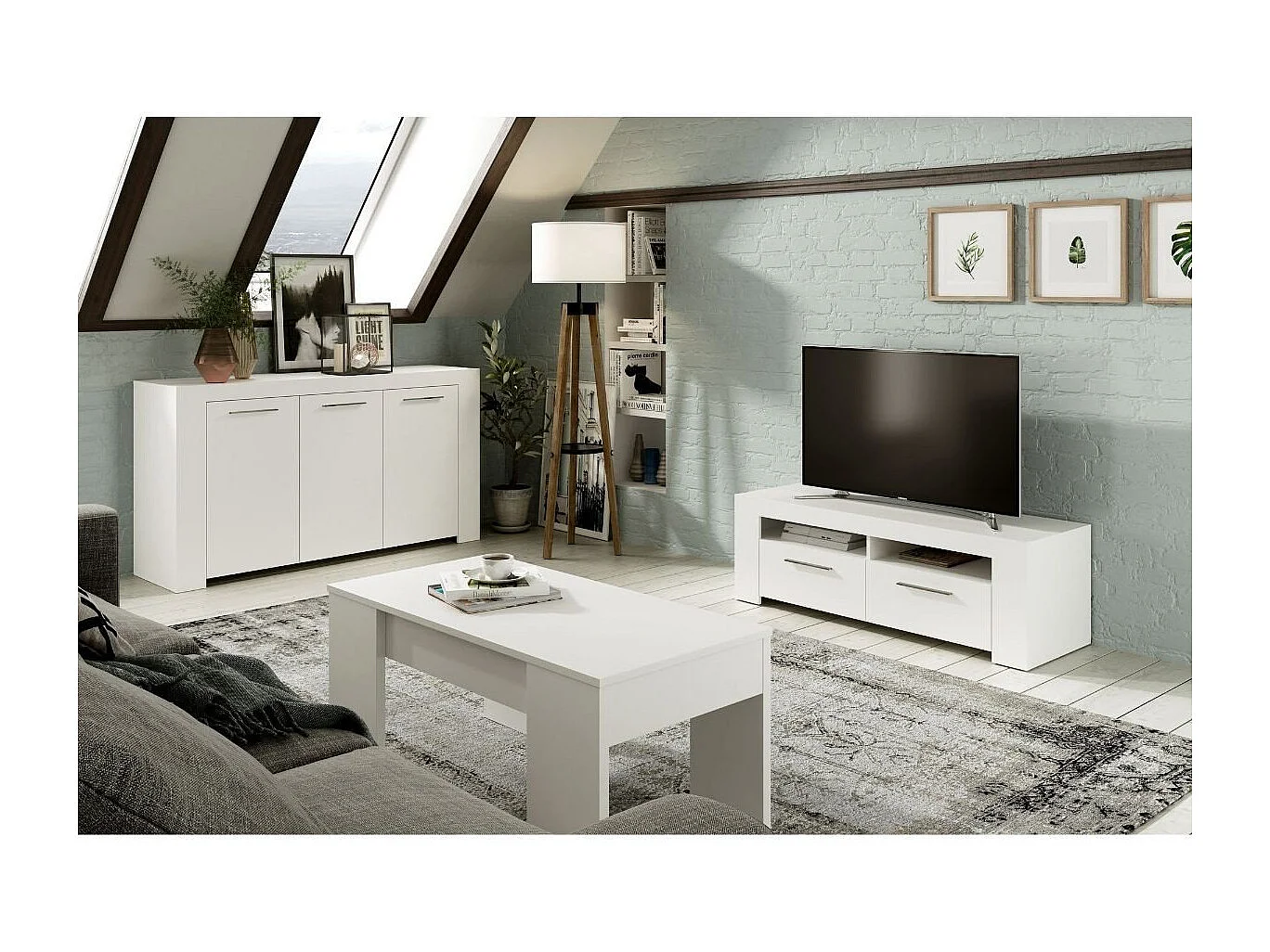 Szafka RTV Urban 2 drzwi + 2 półki Biały 120 cm - Nowoczesny Design
