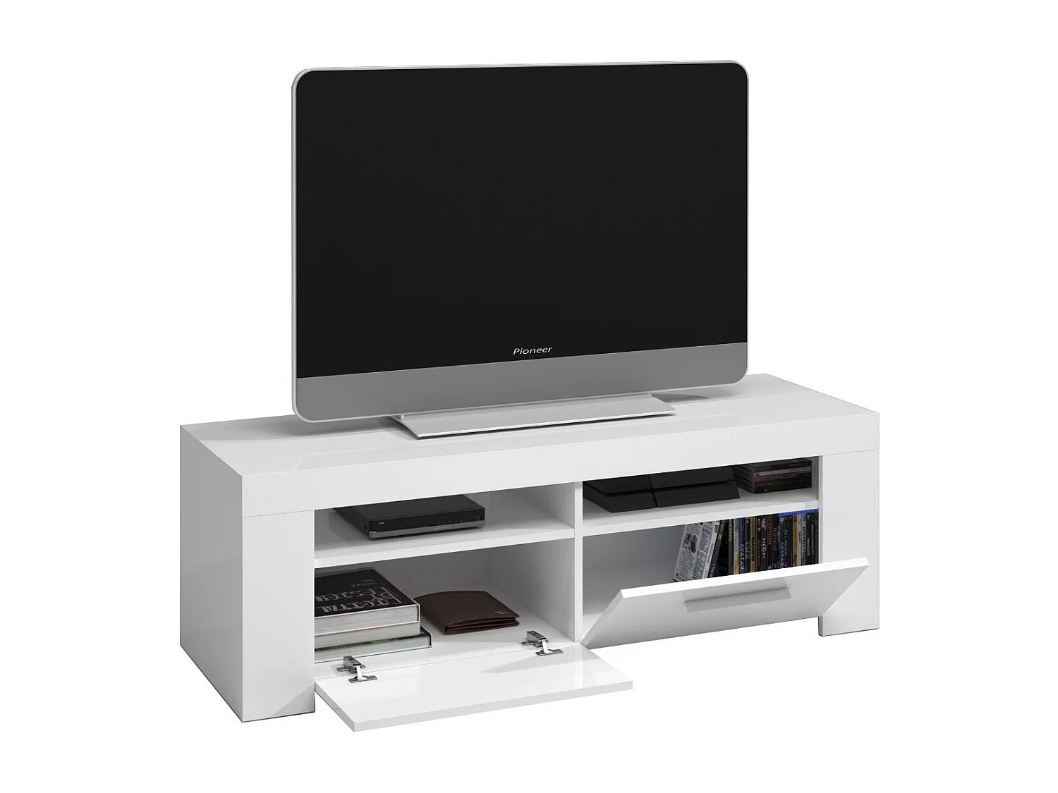 Szafka RTV Urban 2 drzwi + 2 półki Biały 120 cm - Nowoczesny Design