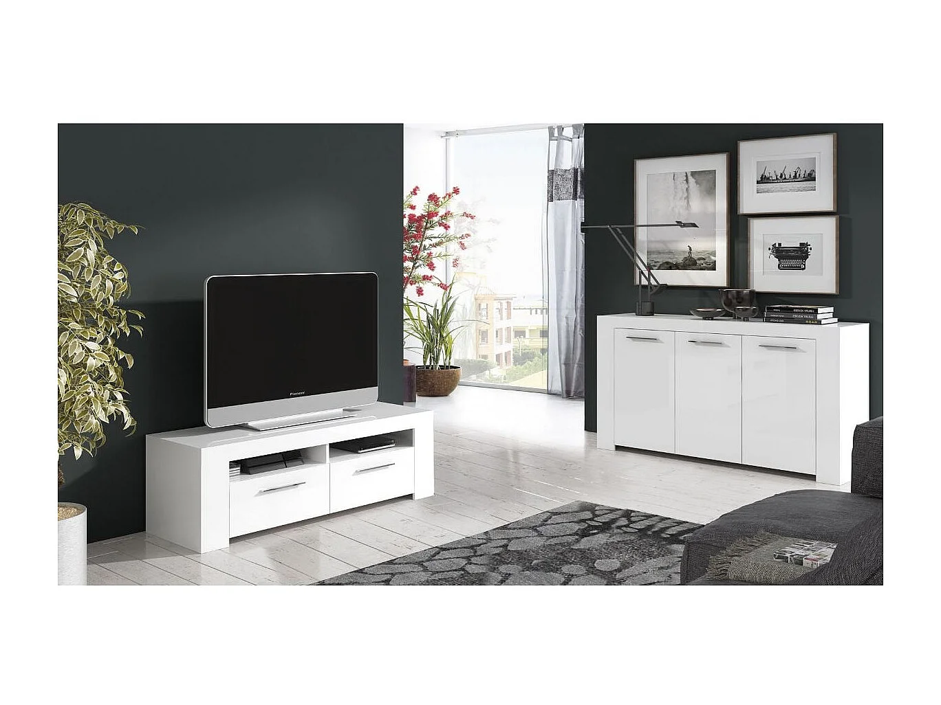Szafka RTV Urban 2 drzwi + 2 półki Biały 120 cm - Nowoczesny Design