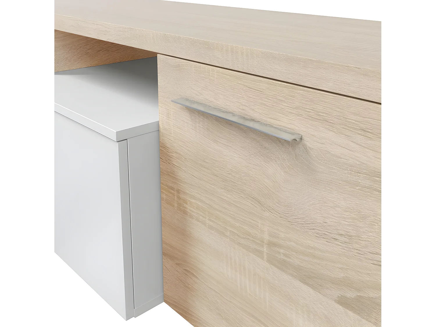 Composición de salón Nexus mueble de TV + módulo flotante roble/blanco brillo