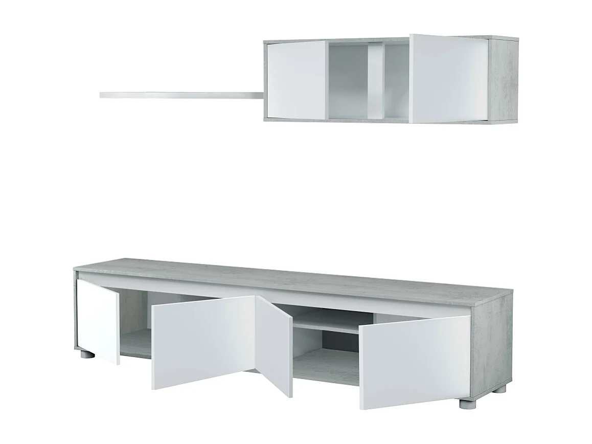 Mueble salón 200x43x41 cm cemento y blanco artik 200X43X41 CM
