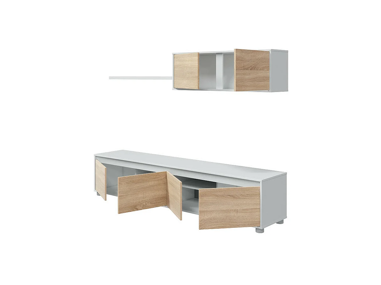 Mobiliário de sala de estar Alida Blanco Artik (Blanco Mate) - Roble Canadian