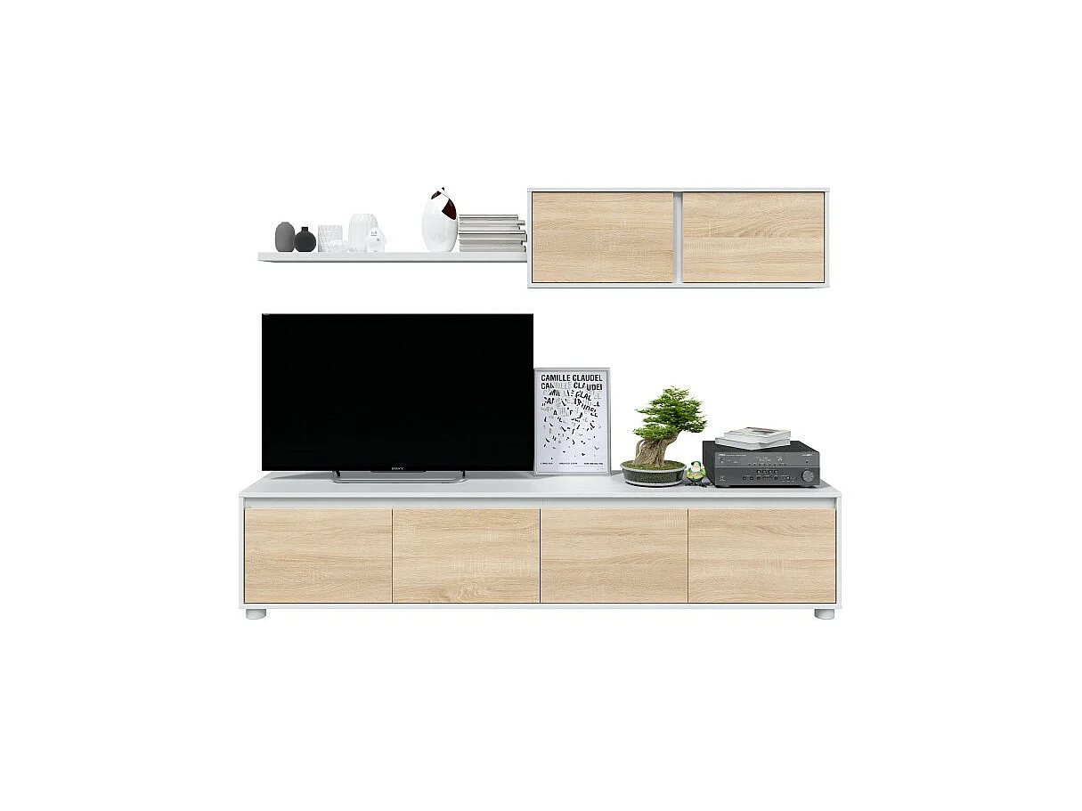 Mobiliário de sala de estar Alida Blanco Artik (Blanco Mate) - Roble Canadian