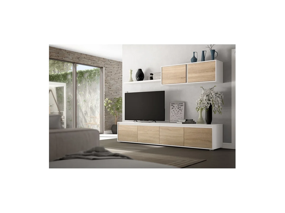 Salón Alida Blanco Artik (Blanco Mate) - Roble Canadian