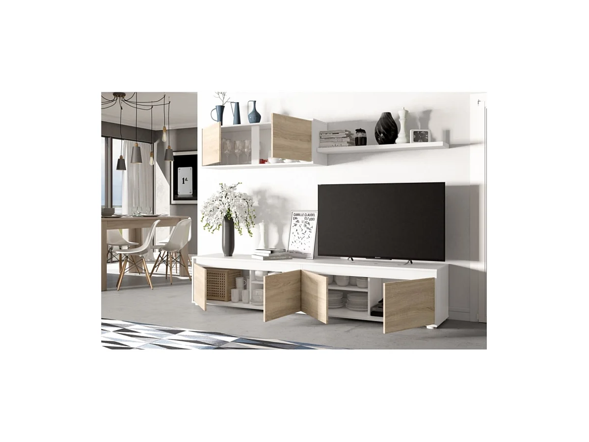 Salón Alida Blanco Artik (Blanco Mate) - Roble Canadian