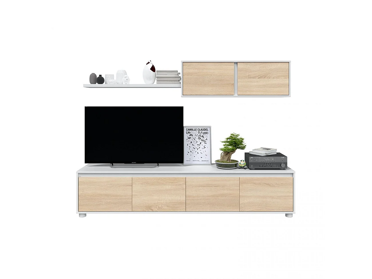 Salón Alida Blanco Artik (Blanco Mate) - Roble Canadian