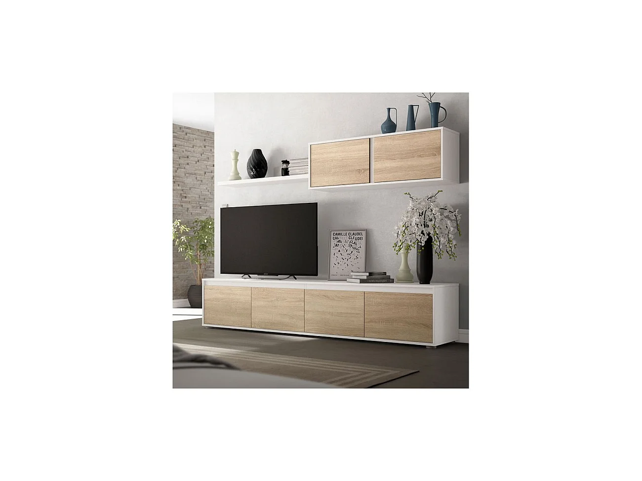 Salón Alida Blanco Artik (Blanco Mate) - Roble Canadian
