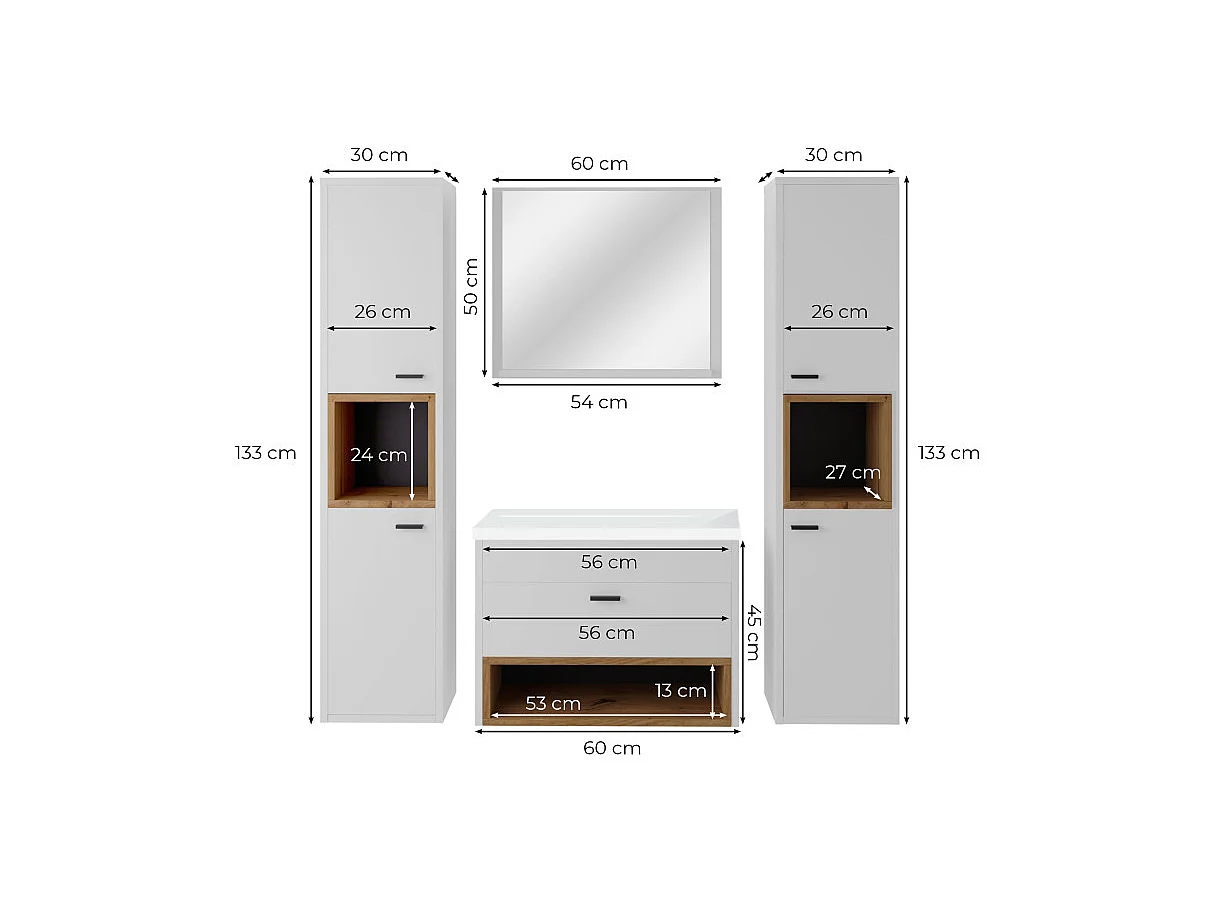 Ensemble de salle de bain avec 2 colonnes Olie