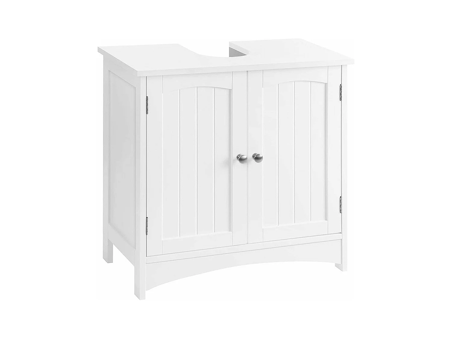 Weißer Waschtischunterschrank mit 2 Türen und 1 verstellbaren Regal - L60 cm