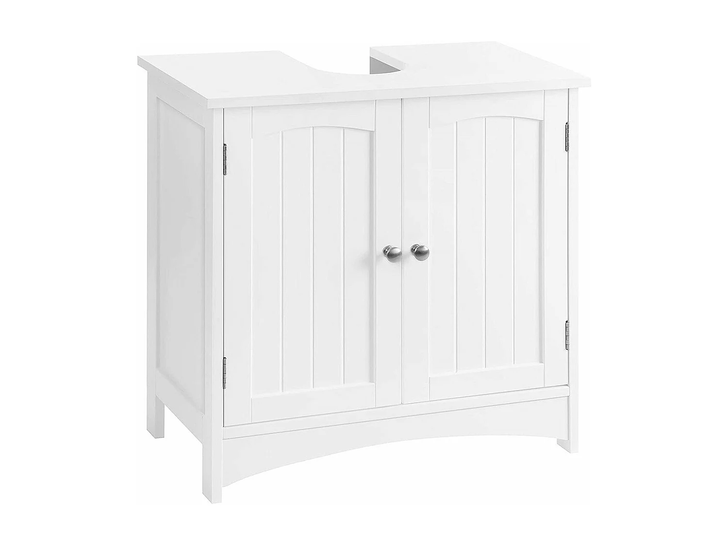 Weißer Waschtischunterschrank mit 2 Türen und 1 verstellbaren Regal - L60 cm