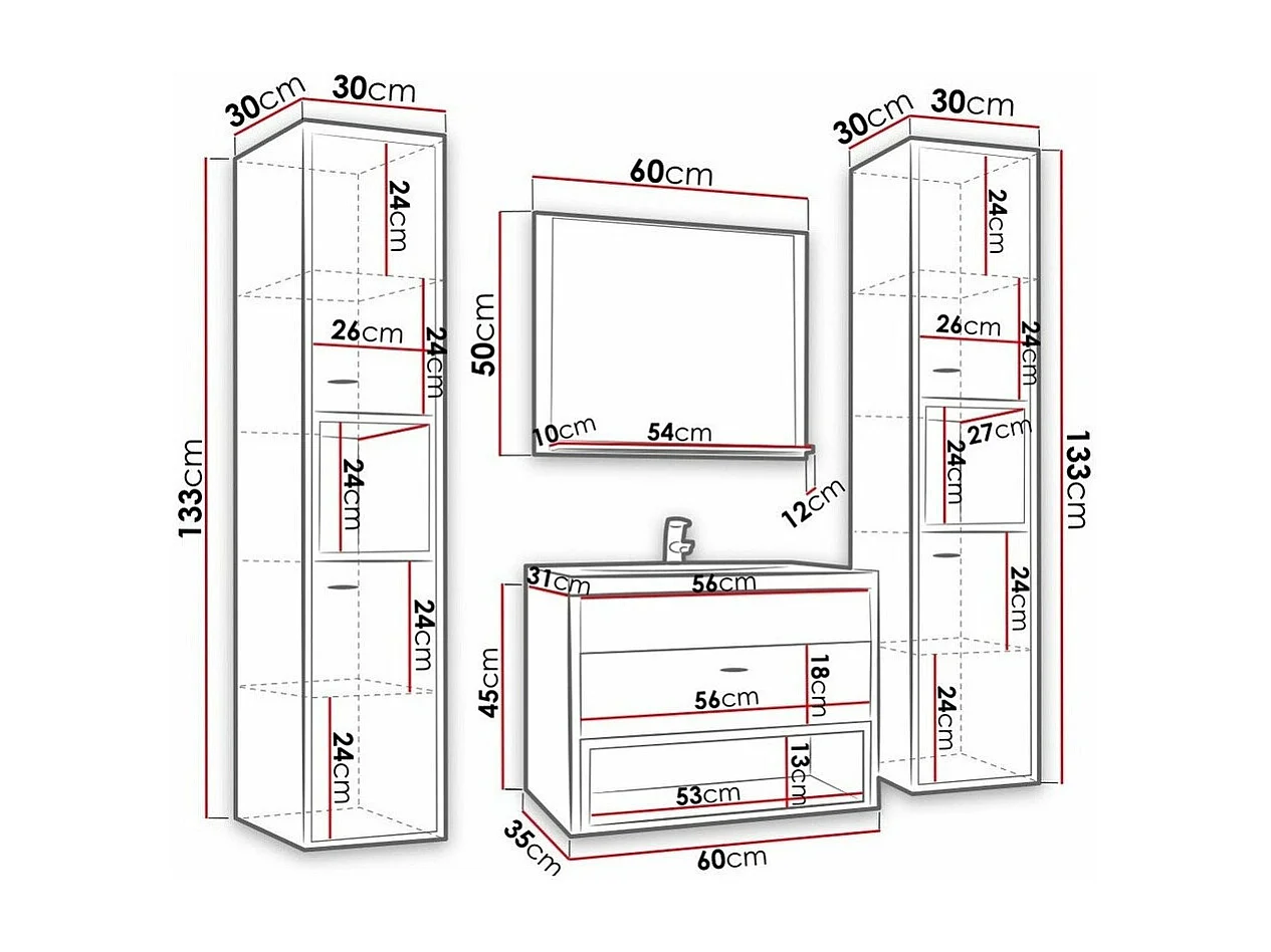 Ensemble de salle de bain avec 2 colonnes Olie