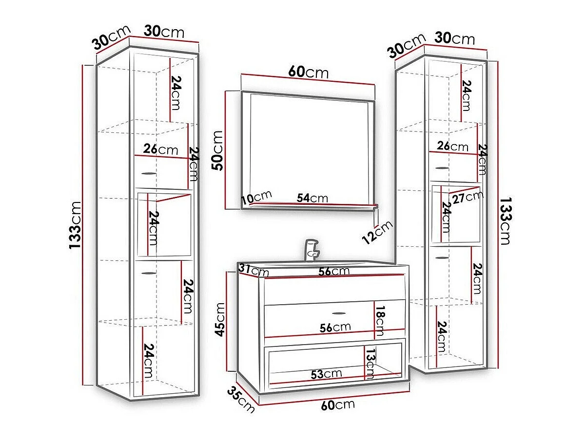 Ensemble de salle de bain avec 2 colonnes Olie