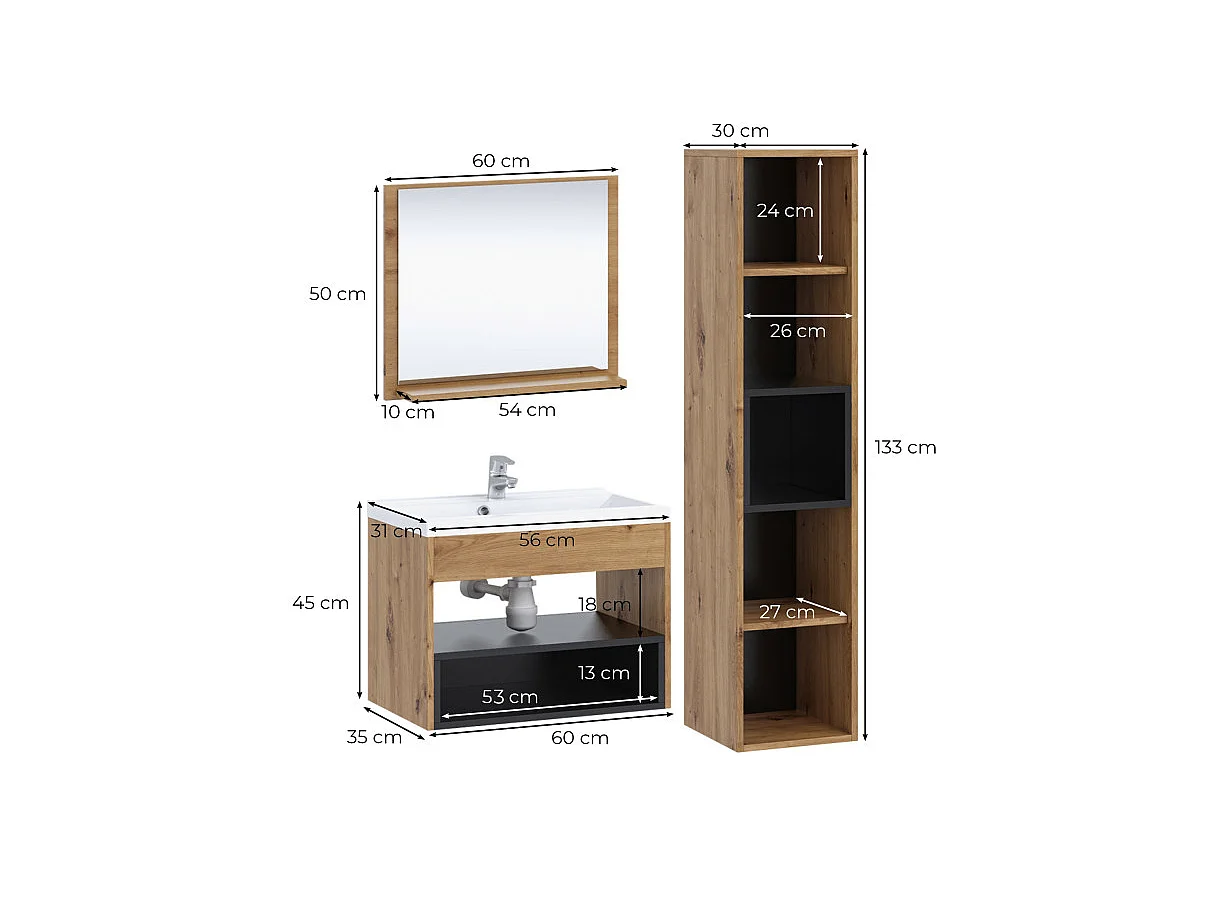 Ensemble de salle de bain avec 1 colonne Olie