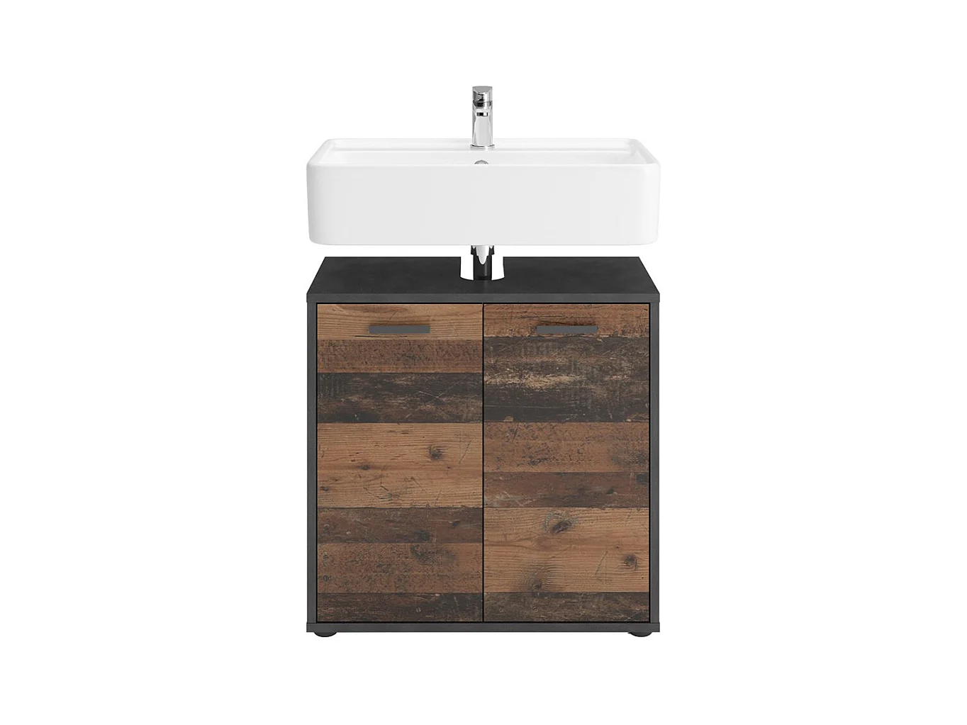 Badkamerkast met 2 deuren materakleurig en old style donkerkleurig