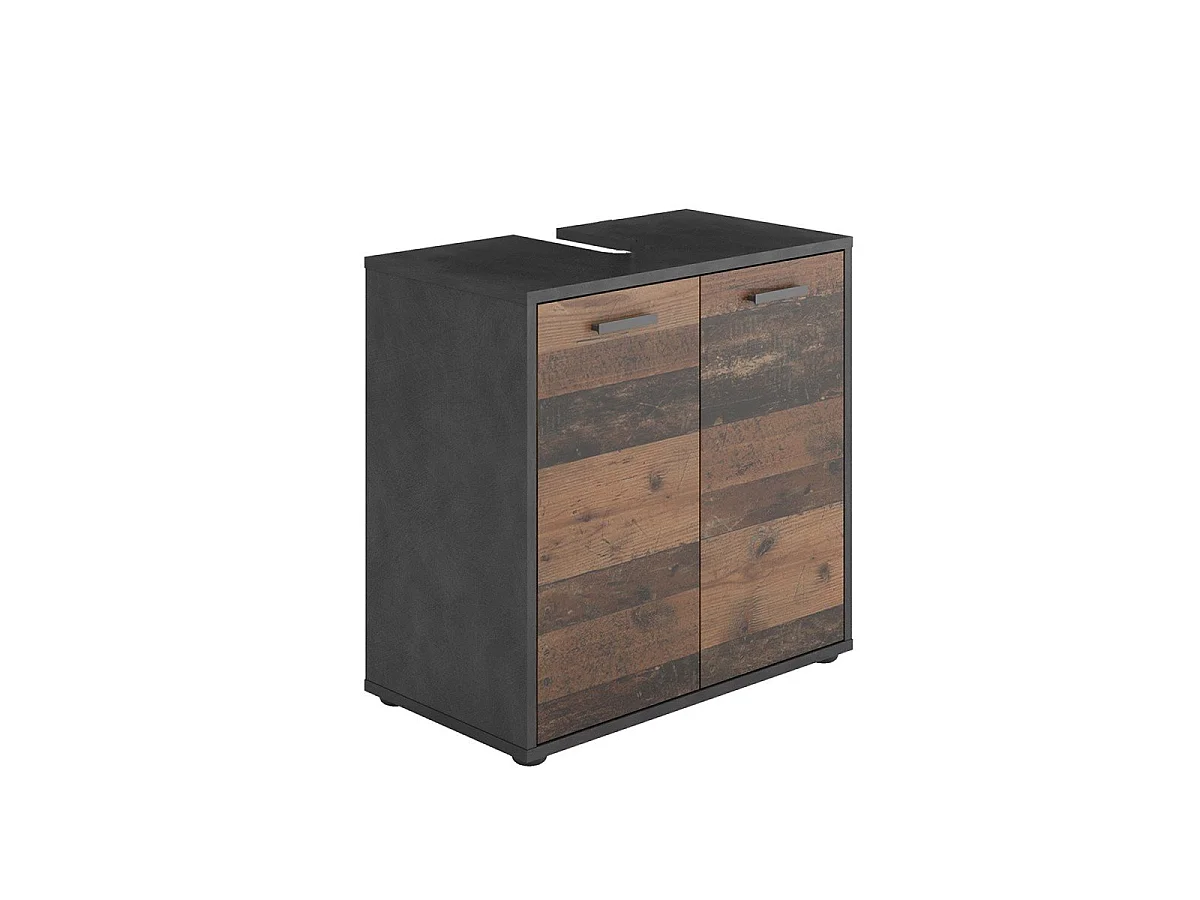 Meuble Sous Vasque 2 Portes effet Chêne L60 x H59cm - Madoc