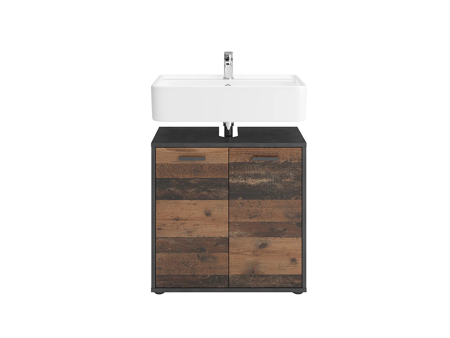 Meuble Sous Vasque 2 Portes effet Chêne L60 x H59cm - Madoc