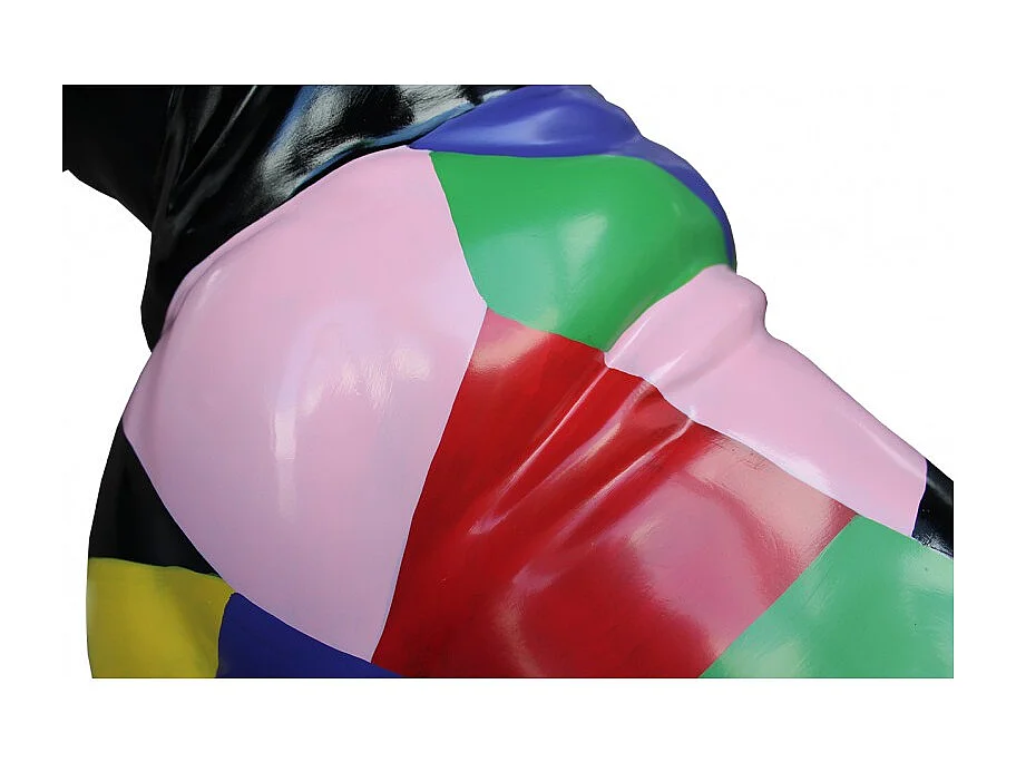 Statue bulldog français noir peinture multicolore en résine - MARTIN