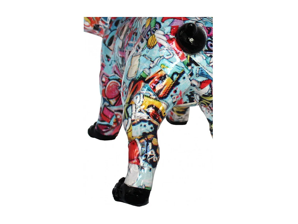 Statue bulldog anglais collage multicolore en résine - TAG