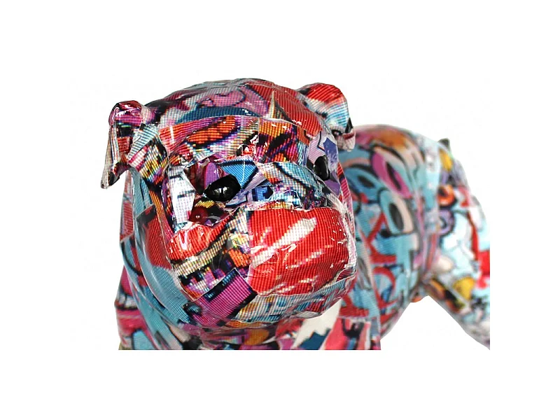Statue bulldog anglais collage multicolore en résine - TAG