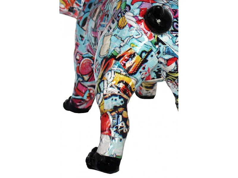 Statue bulldog anglais collage multicolore en résine - TAG