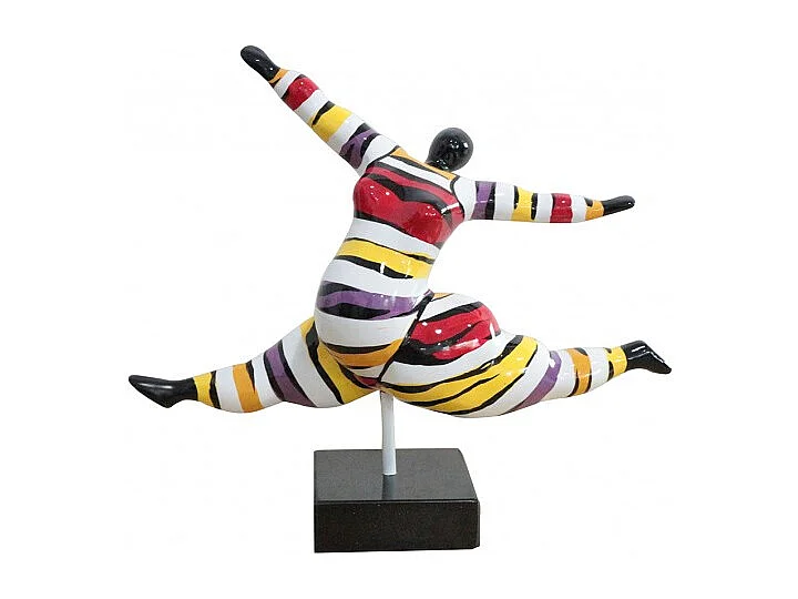 Statue femme multicolore en résine peinture rayures - LADY LIZZY