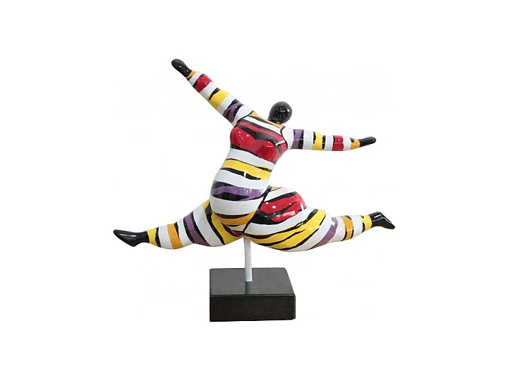 Statue femme multicolore en résine peinture rayures - LADY LIZZY
