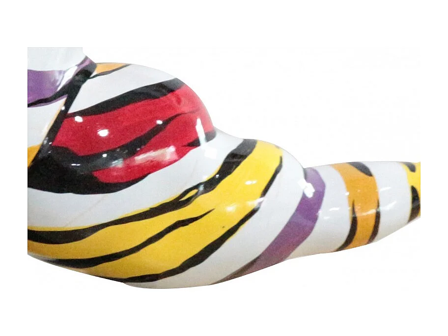 Statue femme multicolore en résine peinture rayures - LADY LIZZY