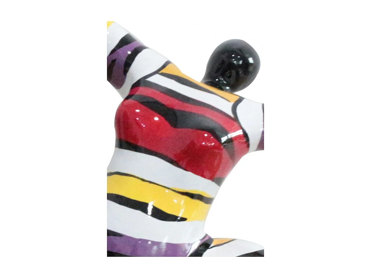 Statue femme multicolore en résine peinture rayures - LADY LIZZY